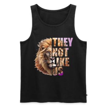 They not like us Design mit Löwen - Men's Premium Organic Tank Top - black - Front - AI Model Male 178 light (178cm)