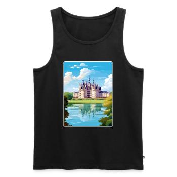 Château de Chambord France Affiche de voyage Souvenir - Débardeur bio Premium Homme - noir - Devant - AI Model Male 178 light (178cm)