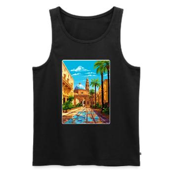 Palermo Sicily Town Italy Travel Poster Souvenir - Men's Premium Organic Tank Top - black - Front - AI Model Male 178 light (178cm)