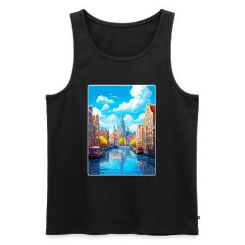 Amsterdam Netherlands Travel Poster Souvenir WPA - Men's Premium Organic Tank Top - black - Front - Michal (187cm)