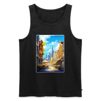 Amsterdam Netherlands Travel Poster Souvenir WPA - Men's Premium Organic Tank Top - black - Front - Michal (187cm)