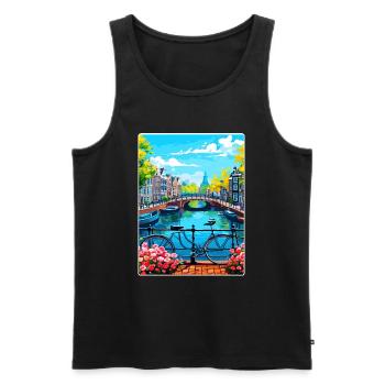 Amsterdam Netherlands Travel Poster Souvenir WPA - Men's Premium Organic Tank Top - black - Front - Michal (187cm)
