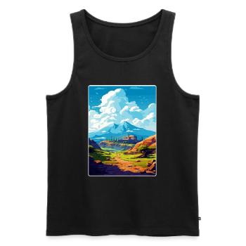 Olymp Griechenland Reiseposter Souvenir WPA - Männer Premium Bio Tank Top - Schwarz - Vorne - Michal (187cm)