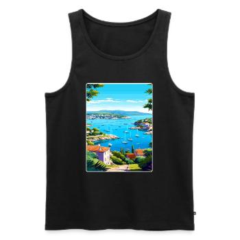 Cote Dazur France Travel Poster Souvenir Paint WPA - Men's Premium Organic Tank Top - black - Front - AI Model Male 178 light (178cm)