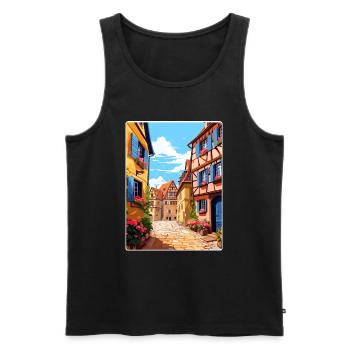 Alsace France Travel Poster Souvenir Painting WPA - Men's Premium Organic Tank Top - black - Front - Michal (187cm)