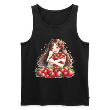 Strawberry Girl Strawberry Gift - Débardeur bio Premium Homme - noir - Devant - AI Model Male 178 light (178cm)