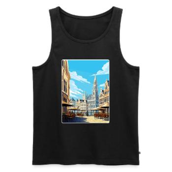 Brussels Belgium Travel Poster Souvenir Paint WPA - Men's Premium Organic Tank Top - black - Front - Michal (187cm)