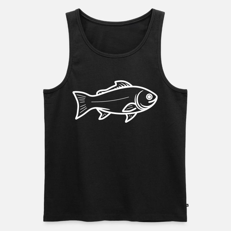 Fisch Zeichnung - Männer Premium Bio Tank Top - Schwarz