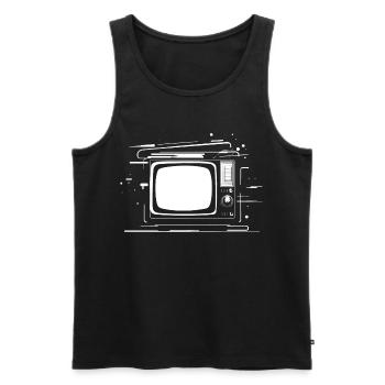 Retro TV - Men's Premium Organic Tank Top - black - Front - AI Model Male 178 light (178cm)