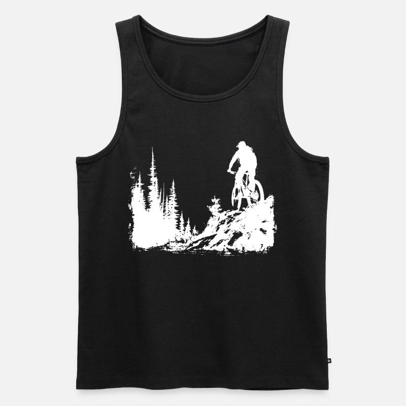 Mountainbiking Skizze - Männer Premium Bio Tank Top - Schwarz