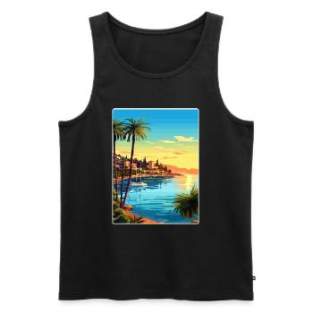 French Riviera France Travel Poster Souvenir WPA - Men's Premium Organic Tank Top - black - Front - Michal (187cm)