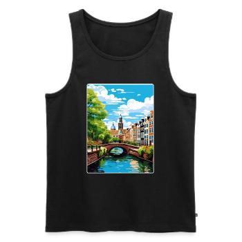 Amsterdam Netherlands Travel Poster Souvenir WPA - Men's Premium Organic Tank Top - black - Front - Michal (187cm)