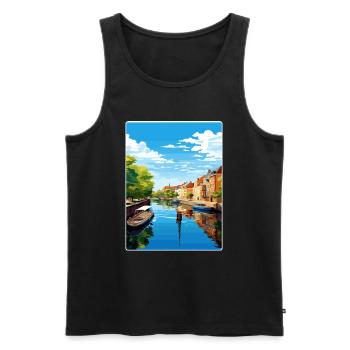 Aarhus Denmark Travel Poster Souvenir Painting WPA - Men's Premium Organic Tank Top - black - Front - Michal (187cm)