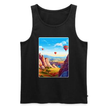 Cappadoce Turquie Voyage Affiche Souvenir Peinture WPA - Débardeur bio Premium Homme - noir - Devant - Michal (187cm)