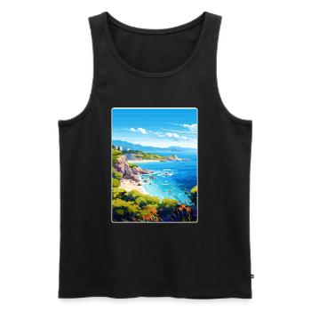Corse France Voyage Poster Souvenir Peinture WPA - Débardeur bio Premium Homme - noir - Devant - AI Model Male 178 light (178cm)