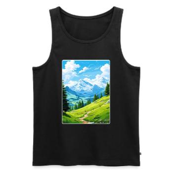 Stoos Schweiz Reise Poster Souvenir Farbe WPA - Männer Premium Bio Tank Top - Schwarz - Vorne - Michal (187cm)