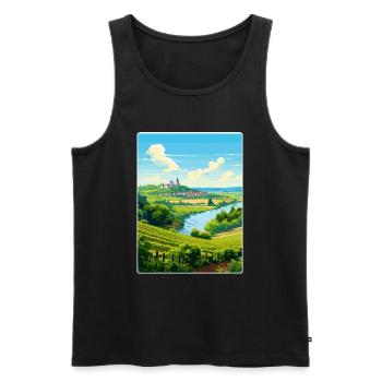 Vallée de la Loire France Affiche de voyage vintage souvenir - Débardeur bio Premium Homme - noir - Devant - Michal (187cm)