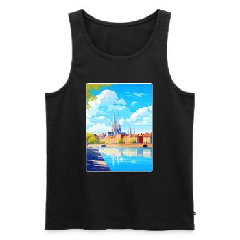 Nantes France Travel Poster Souvenir Painting WPA - Men's Premium Organic Tank Top - black - Front - Michal (187cm)