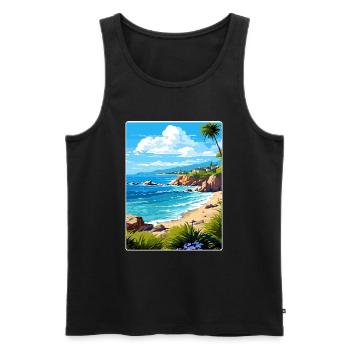 Corse France Voyage Poster Souvenir Peinture WPA - Débardeur bio Premium Homme - noir - Devant - AI Model Male 178 light (178cm)