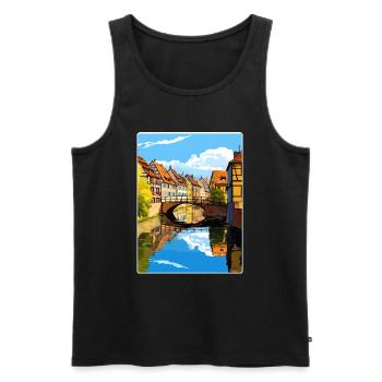 Colmar Frankreich Reise Poster Souvenir Malerei WPA - Männer Premium Bio Tank Top - Schwarz - Vorne - AI Model Male 178 light (178cm)