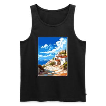 Mani Halbinsel Griechenland Reiseposter Souvenir WPA - Männer Premium Bio Tank Top - Schwarz - Vorne - Michal (187cm)
