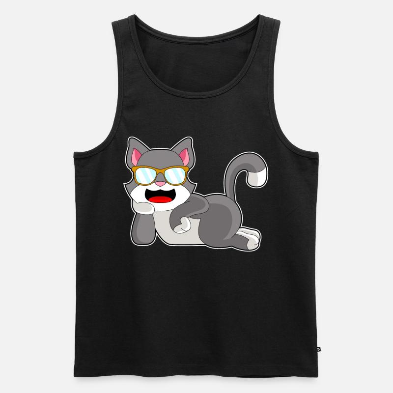 Katze Sonnenbrille - Männer Premium Bio Tank Top - Schwarz