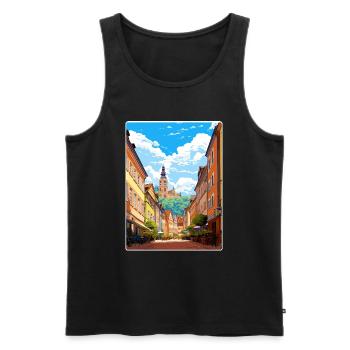Heidelberg Allemagne Affiche de voyage Peinture Souvenir WP - Débardeur bio Premium Homme - noir - Devant - Michal (187cm)