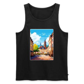 Heidelberg Allemagne Affiche de voyage Peinture Souvenir WP - Débardeur bio Premium Homme - noir - Devant - Michal (187cm)
