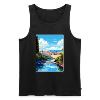 Dubrovnik Croatie Affiche de voyage Peinture Souvenir WPA - Débardeur bio Premium Homme - noir - Devant - Michal (187cm)