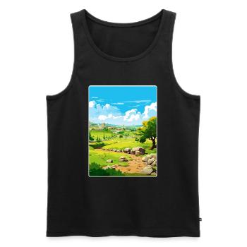 Troy Turkey Travel Poster Souvenir Postcard Paint - Men's Premium Organic Tank Top - black - Front - Michal (187cm)