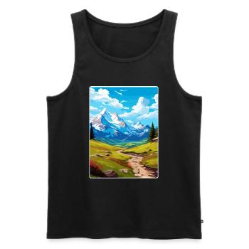 Gran Paradiso Italy Vintage Travel Poster Souvenir - Men's Premium Organic Tank Top - black - Front - AI Model Male 178 light (178cm)
