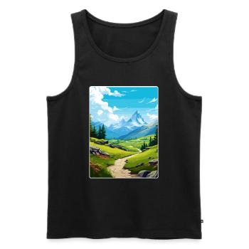 Gran Paradiso Italy Vintage Travel Poster Souvenir - Men's Premium Organic Tank Top - black - Front - AI Model Male 178 light (178cm)