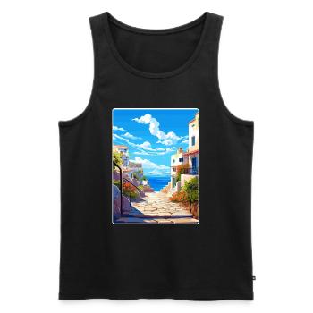 Héraklion Grèce Affiche de voyage Peinture Souvenir WPA - Débardeur bio Premium Homme - noir - Devant - AI Model Male 178 light (178cm)