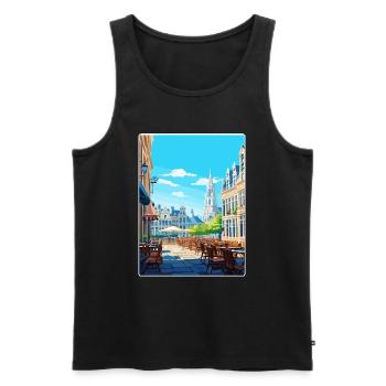 Brussels Belgium Travel Poster Souvenir Paint WPA - Men's Premium Organic Tank Top - black - Front - Michal (187cm)