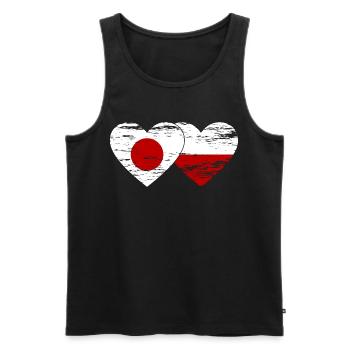 Drapeau du Japon Pologne coeur utilisé - Débardeur bio Premium Homme - noir - Devant - AI Model Male 178 light (178cm)
