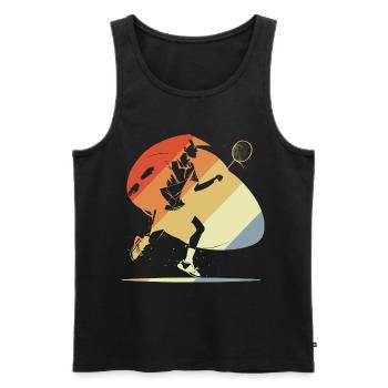 Vintage Badminton - Männer Premium Bio Tank Top - Schwarz - Vorne - AI Model Male 178 light (178cm)