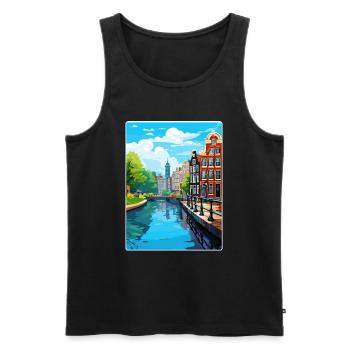 Amsterdam Netherlands Travel Poster Souvenir WPA - Men's Premium Organic Tank Top - black - Front - Michal (187cm)