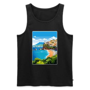 Amalfi Italie Affiche de voyage Peinture de carte postale souvenir - Débardeur bio Premium Homme - noir - Devant - Michal (187cm)