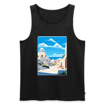Kos Grèce Affiche de voyage Souvenir Carte Postale Peinture - Débardeur bio Premium Homme - noir - Devant - AI Model Male 178 light (178cm)