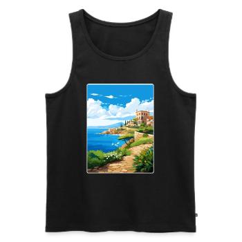 Héraklion Grèce Affiche de voyage Peinture Souvenir WPA - Débardeur bio Premium Homme - noir - Devant - AI Model Male 178 light (178cm)