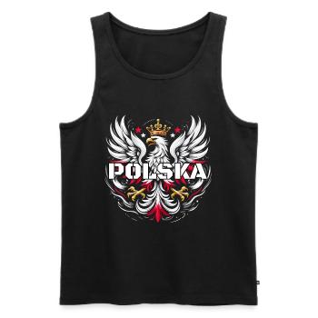 Polen Polska polnisch rot weiß Adler Krone - Männer Premium Bio Tank Top - Schwarz - Vorne - AI Model Male 178 light (178cm)