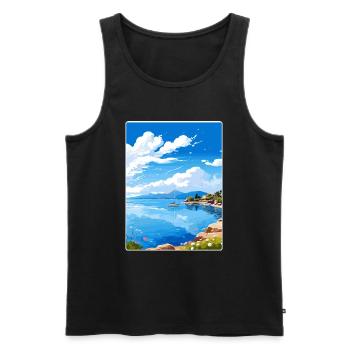 Île de Meganisi Grèce Affiche de voyage Souvenir WPA - Débardeur bio Premium Homme - noir - Devant - Michal (187cm)