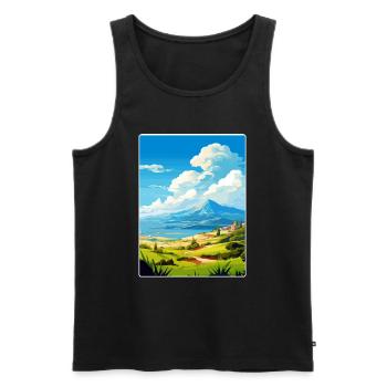 Mont Dirfi Grèce Affiche de voyage Peinture Souvenir WP - Débardeur bio Premium Homme - noir - Devant - Michal (187cm)