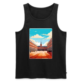 Madrid Espagne Affiche de voyage Souvenir Carte Postale Peinture - Débardeur bio Premium Homme - noir - Devant - AI Model Male 178 light (178cm)