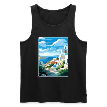 Milos Griechenland Reise Poster Souvenir Postkarte Farbe - Männer Premium Bio Tank Top - Schwarz - Vorne - Michal (187cm)