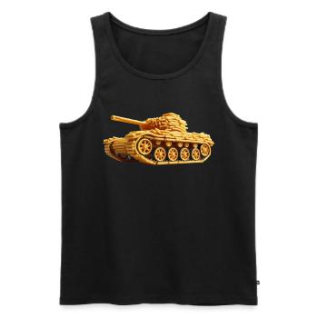Pommes Panzer | Fries Tank - Männer Premium Bio Tank Top - Schwarz - Vorne - AI Model Male 178 light (178cm)