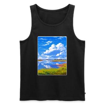 Niedersachsen Wattenmeer Deutschland Reiseplakat Souvenir - Männer Premium Bio Tank Top - Schwarz - Vorne - AI Model Male 178 light (178cm)