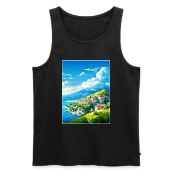 Mont Pélion Grèce Affiche de voyage vintage Souvenir - Débardeur bio Premium Homme - noir - Devant - Michal (187cm)