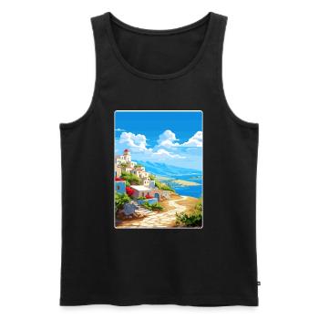 Kea Griechenland Reise Poster Souvenir Postkarte Farbe - Männer Premium Bio Tank Top - Schwarz - Vorne - AI Model Male 178 light (178cm)