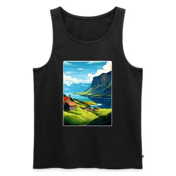 Les Fjords Norvège Montagnes norvégiennes Scandinaves - Débardeur bio Premium Homme - noir - Devant - Michal (187cm)